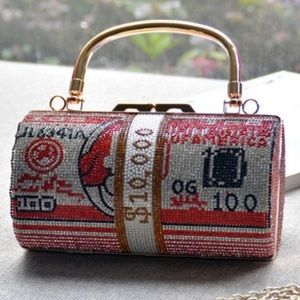 RED — Dollar Beaded Handbag